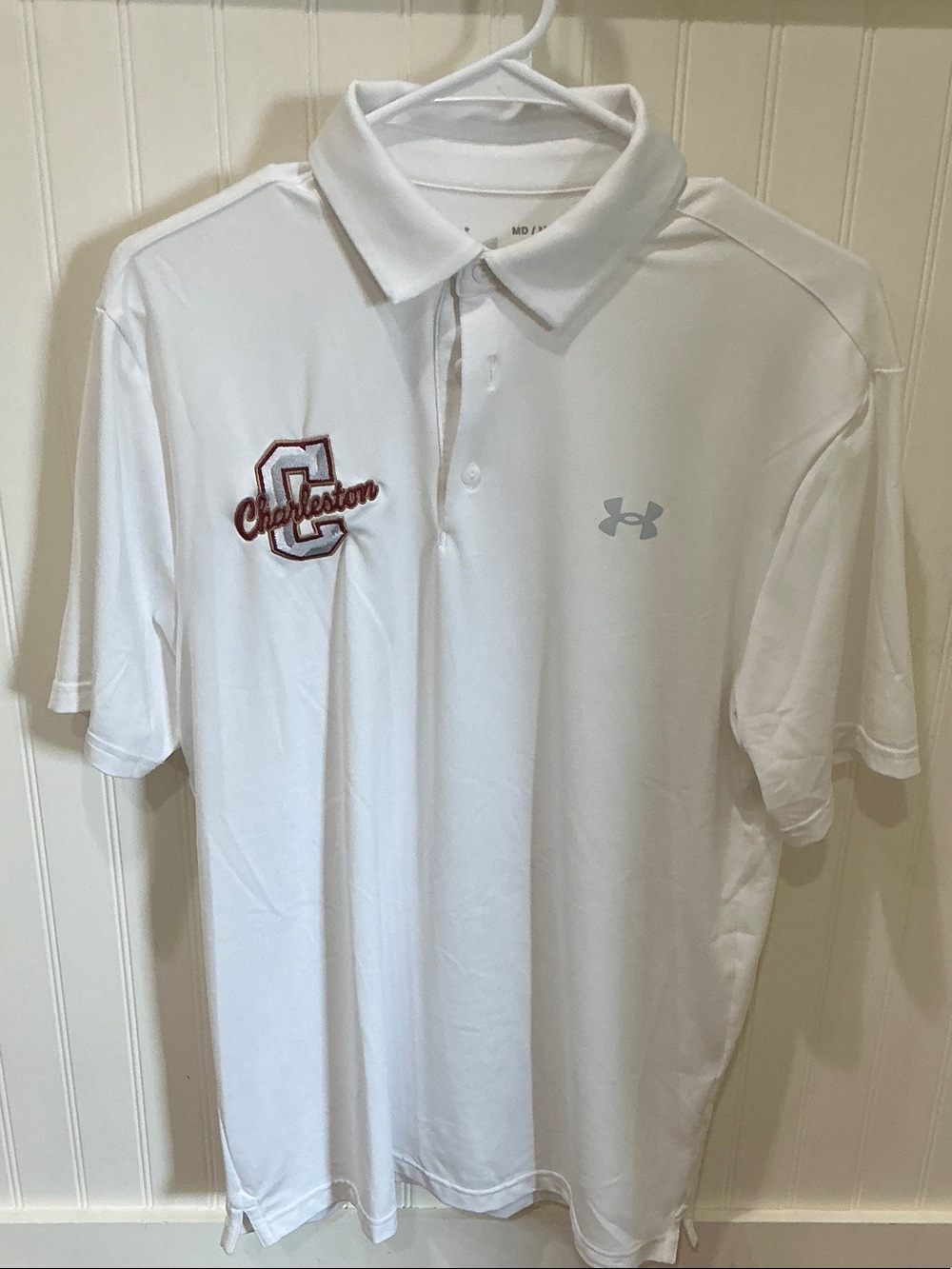 Under Armour White College of Charleston Embroidered Polo Shirt